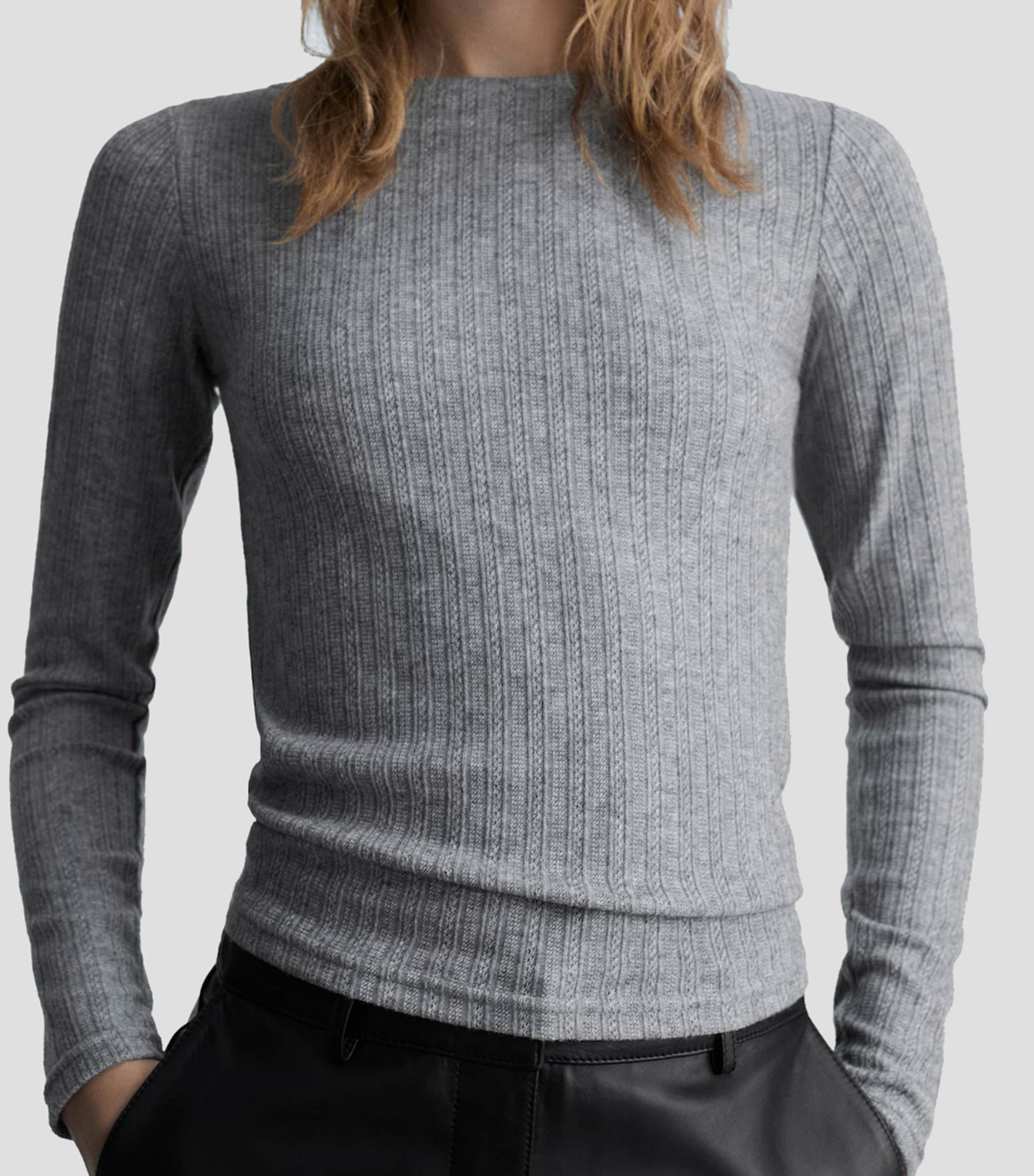 Playera de cuello redondo con manga larga Mujer